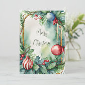 水彩クリスマスオーナメントカスタム シーズンカード (スタンド正面)