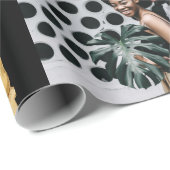 水彩クリスマスオーナメントフォトコラージュブラック ラッピングペーパー (ロールコーナー)