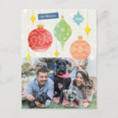 水彩クリスマスオーナメントホリデーフォト ポストカード (正面)