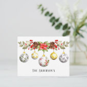 水彩クリスマスオーナメントポインセチアカスタム ポストカード (スタンド正面)