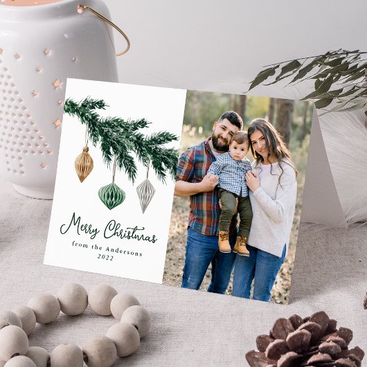水彩クリスマスオーナメント写真 シーズンカード