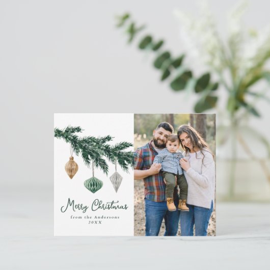 水彩クリスマスオーナメント写真 シーズンポストカード (スタンド正面)
