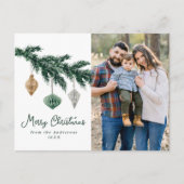 水彩クリスマスオーナメント写真 シーズンポストカード (正面)