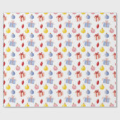 水彩クリスマスオーナメント&ギフト ラッピングペーパー (フラット)