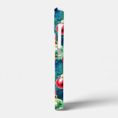 水彩クリスマスオーナメント、赤とティール(緑がかった色)緑 Case-Mate iPhoneケース (裏面 / 左)