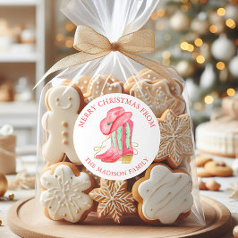 水彩クリスマスカウボーイブーツ差出人住所 ラウンドシール