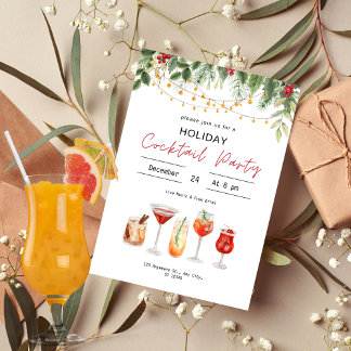 水彩クリスマスカクテルクリスマスドリンク 招待状