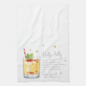 水彩クリスマスカクテルホリーすてきレシピ キッチンタオル (縦)