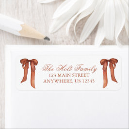 水彩クリスマスカッパーボウ差出人住所 ラベル