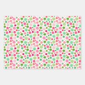 水彩クリスマスカラー紙吹雪ドットストライプハート ラッピングペーパーシート (正面)