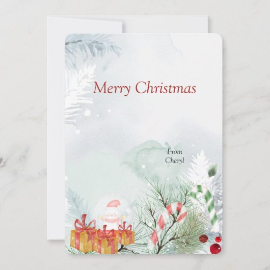 水彩クリスマスカード セーブザデート (正面)