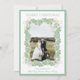 水彩クリスマスガーランドストッキングワンフォト シーズンカード