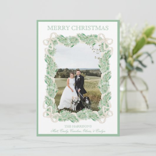 水彩クリスマスガーランドストッキング5枚 シーズンカード (スタンド正面)