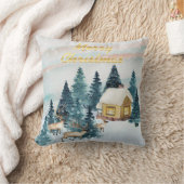 水彩クリスマスキャビン クッション (ブランケット)