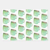 水彩クリスマスキャンディホットチョコレートギフトラップ ラッピングペーパーシート (正面)