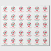 水彩クリスマスキャンディーケーンパーソナライズされた ラッピングペーパー (フラット)