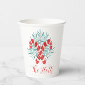 水彩クリスマスキャンディーケーンパーソナライズされた 紙コップ (正面)