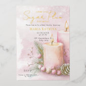 水彩クリスマスキャンドルベビーシャワー 箔招待状 (正面)
