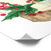 水彩クリスマスキャンドルベリー葉の ポスター (角)