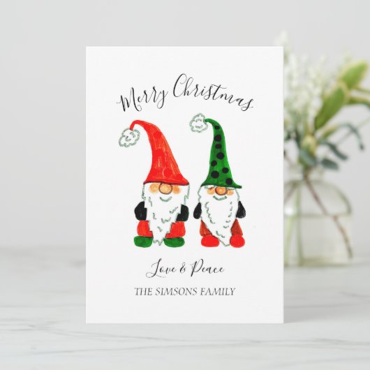 水彩クリスマスキュートな格言メリーと明るい シーズンカード (スタンド正面)