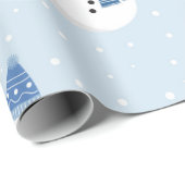 水彩クリスマスキュート雪だるま雪だるまアート ラッピングペーパー (ロールコーナー)