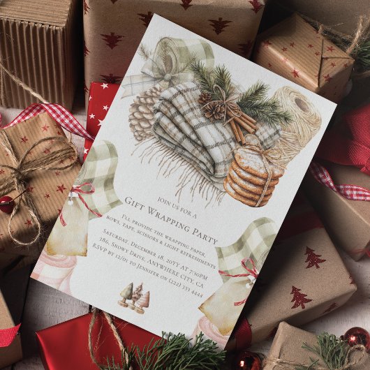 水彩クリスマスギフトラッピングパーティー 招待状