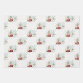 水彩クリスマスギフトラップ ラッピングペーパーシート (正面3)