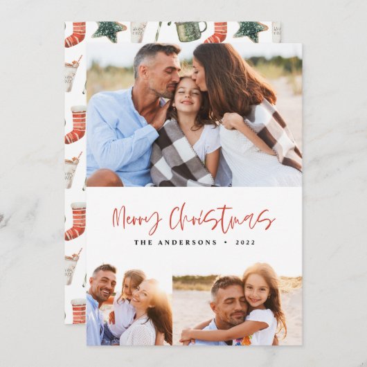 水彩クリスマスクッキードリンクキャンディ3枚H シーズンカード (正面/裏面)