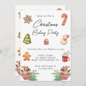 水彩クリスマスクッキーベーキングパーティー 招待状 (正面/裏面)