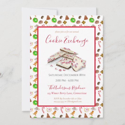水彩クリスマスクッキー交換招待状 招待状 (正面)