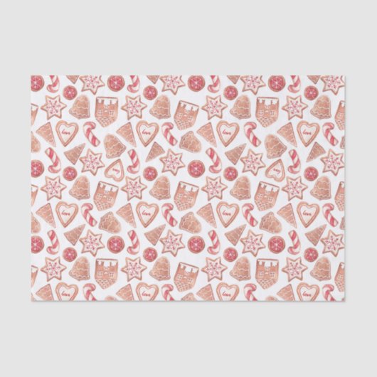 水彩クリスマスクッキー模様の休日 薄葉紙 (正面)