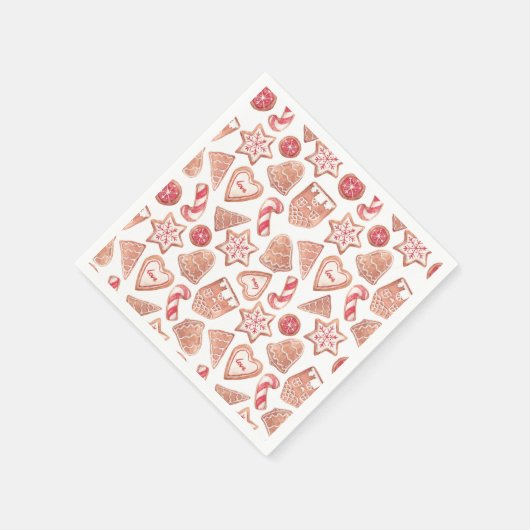水彩クリスマスクッキー模様ホリデーパーティー スタンダードカクテルナプキン (角)