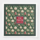 水彩クリスマスクッキー赤い緑のナプキン (正面)