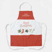 水彩クリスマスクッキー飲菓子、甘しょアプロ エプロン (正面)