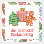 水彩クリスマスクッキー スクエアシール (正面)