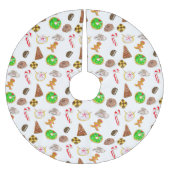 水彩クリスマスクッキー ブラッシュドポリエステルツリースカート (正面)