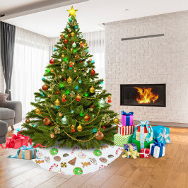 水彩クリスマスクッキー ブラッシュドポリエステルツリースカート