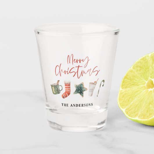水彩クリスマスクッキー、甘しょを飲む  ショットグラス (正面)
