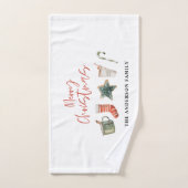水彩クリスマスクッキー、甘しょを飲む ハンドタオル (ハンドタオル)