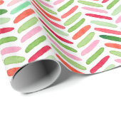 水彩クリスマスグリーンと赤いジグザグパターン ラッピングペーパー (ロールコーナー)