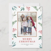 水彩クリスマスグリーンのフレーム写真 シーズンカード (正面)