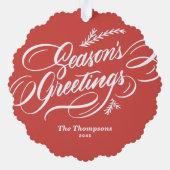 水彩クリスマスグリーンリースベビー写真 オーナメントカード (裏面)