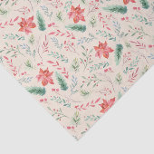 水彩クリスマスグリーンレッド花模様クリーム 薄葉紙 (詳細)