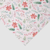 水彩クリスマスグリーン赤花模様オフ白 薄葉紙 (詳細)