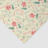 水彩クリスマスグリーン赤花模様ライトグリーン 薄葉紙 (詳細)