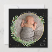 水彩クリスマスグリーン 喜びの祝福 シーズンカード (正面)