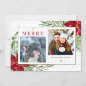 水彩クリスマスグリーン+金ゴールドホリデーカード シーズンカード (正面)