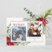 水彩クリスマスグリーン+金ゴールドホリデーカード シーズンカード (スタンド正面)