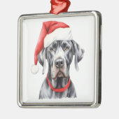 水彩クリスマスグレートダンオーナメント メタルオーナメント (左)