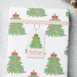 水彩クリスマスサッカーツリー ギフトタグ